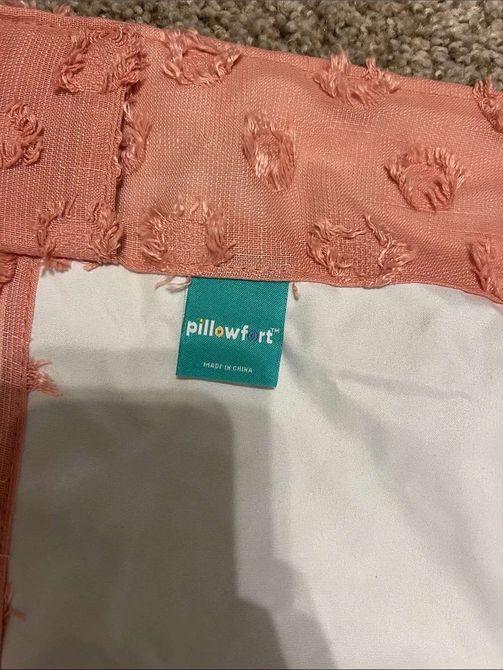 Pillowfort Coral Pink Textured Dot Curtain Panel